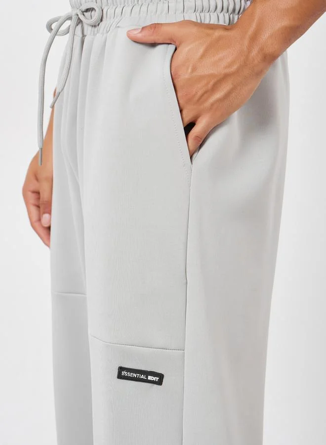 Styli Men Grey Solid Wide Leg Joggers